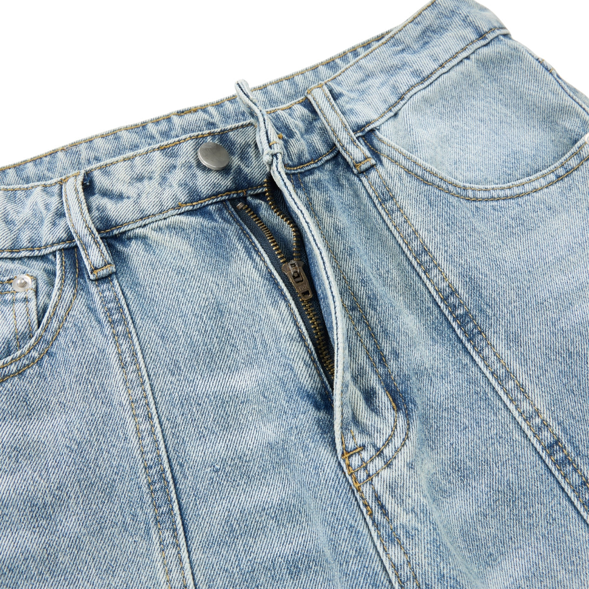 Draped Wide-Leg Relaxed Baggy Jeans