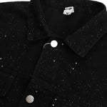 American Style Distressed Sequined Design Casual Loose Denim Jacket