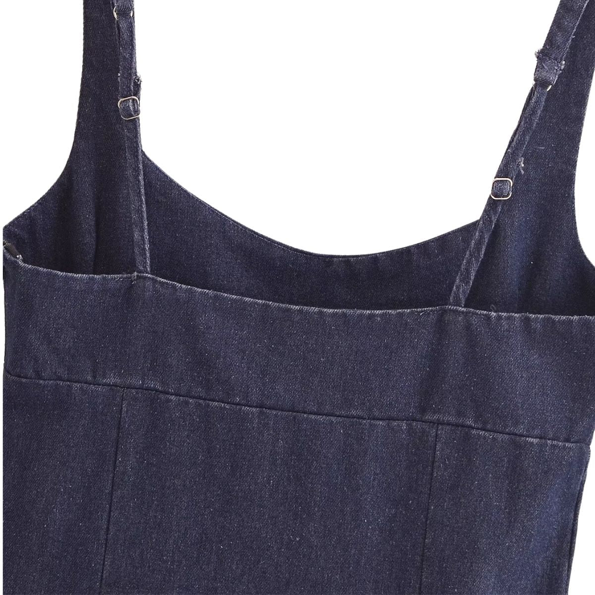 A-Line Strappy Denim Midi Dress