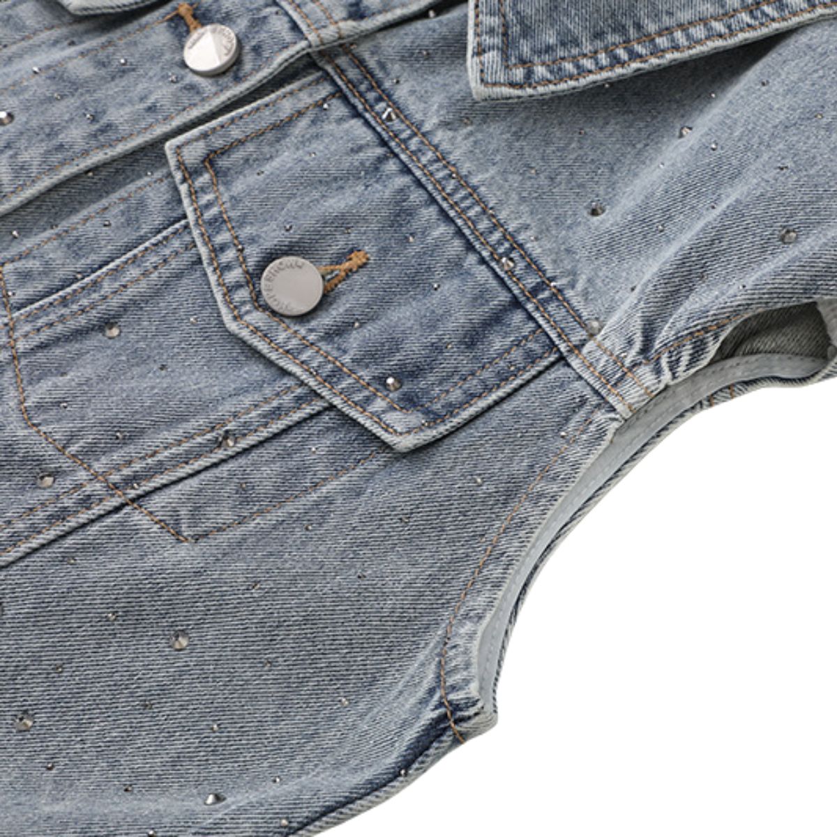 Women's Rhinestone-Embellished Denim Vest