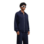 Relaxed Zip-Front Solid Color Sweatshirt