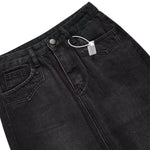 Black Washed Denim Midi Skirt