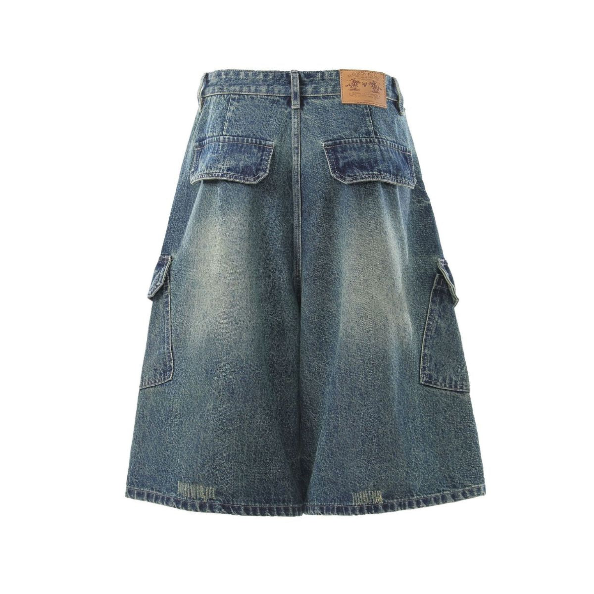 Printed Multi Pocket Denim Cargo Shorts
