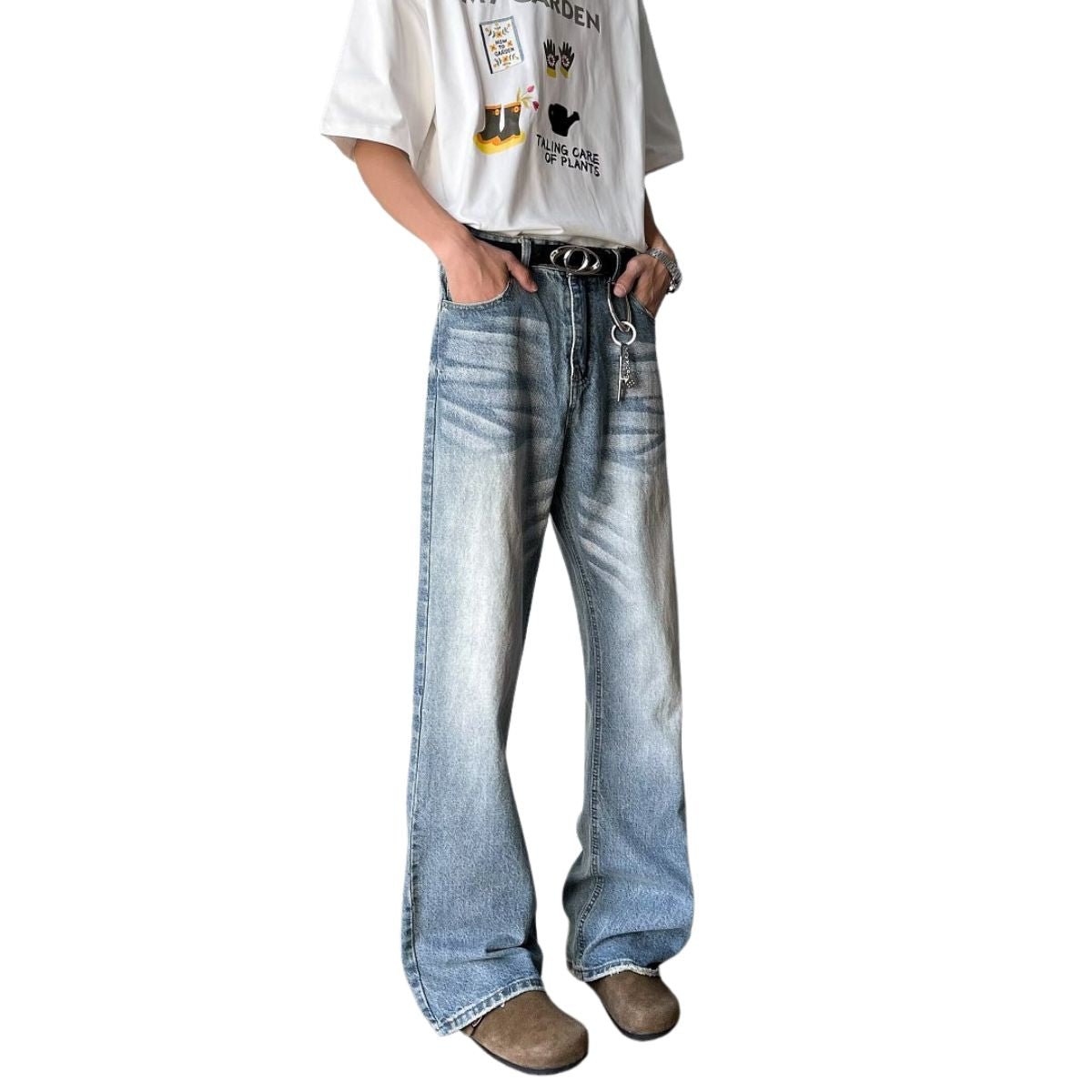 Light Fade Vintage Straight Cut Denim Jeans