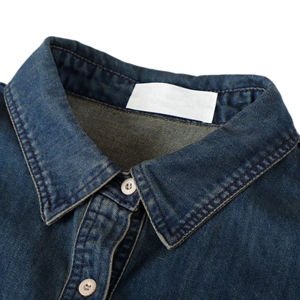 Long-Sleeve Button-Front Denim Shirt