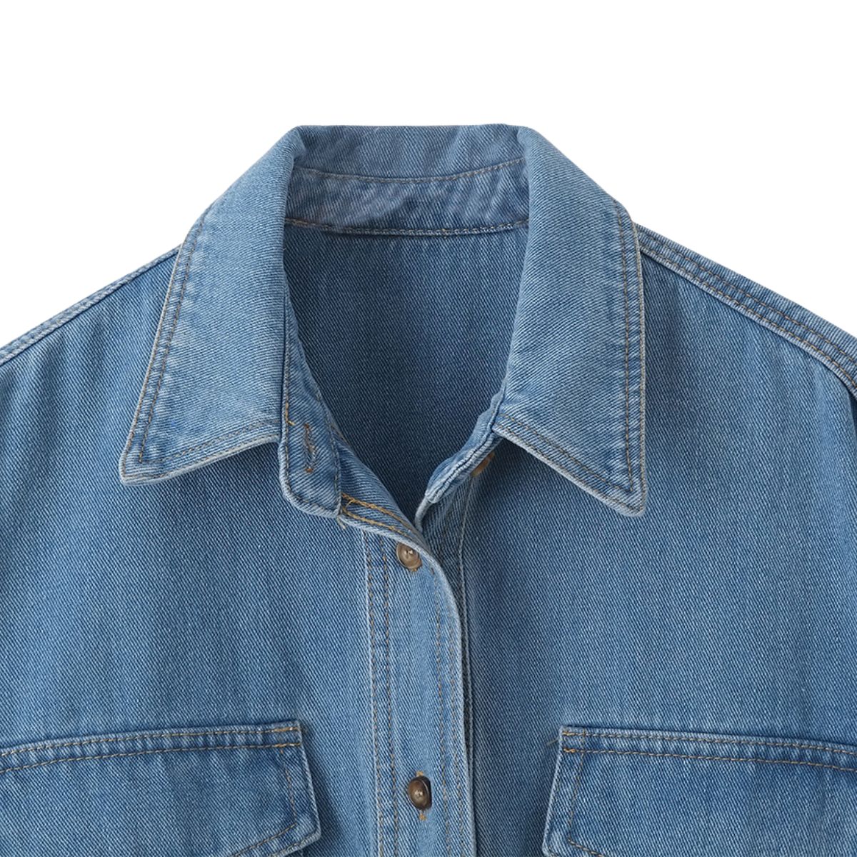 Women's Long-sleeved Casual Denim Straight Shirt