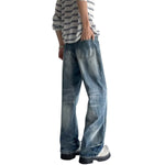 Vintage Stone Wash Relaxed Straight Leg Denim Jeans