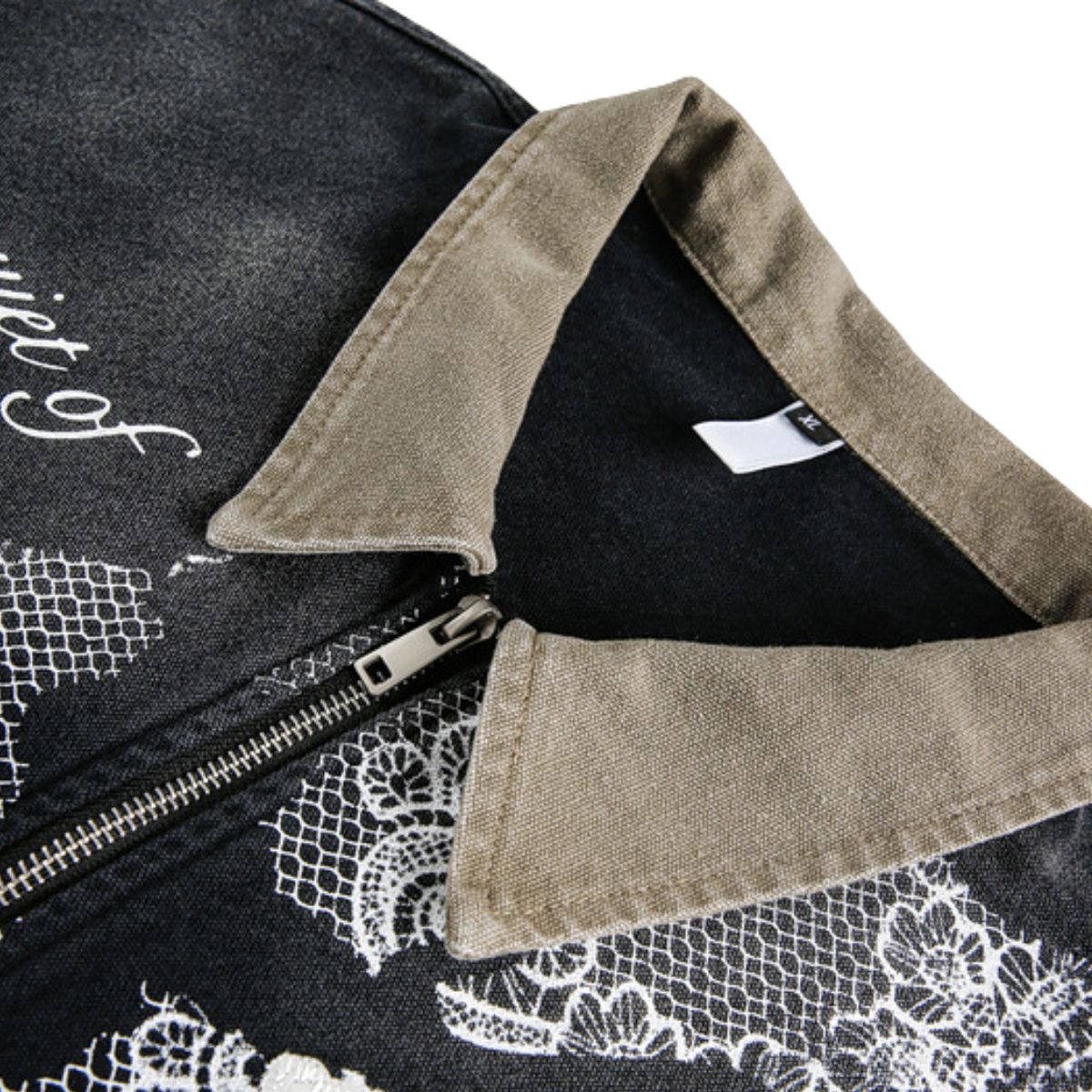 Retro Lace Patchwork Angel Pattern Casual Denim Jacket