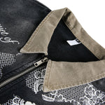 Retro Lace Patchwork Angel Pattern Casual Denim Jacket