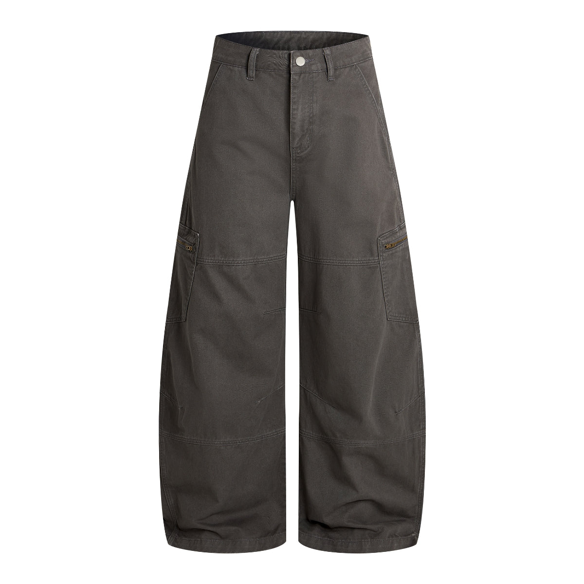 Washed Wrinkled Barrel with Zipper Pockets Cargo Pants