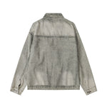 Silver Metal Flower Studs Denim Jacket