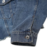 Cropped Raw Hem Washed Denim Jacket