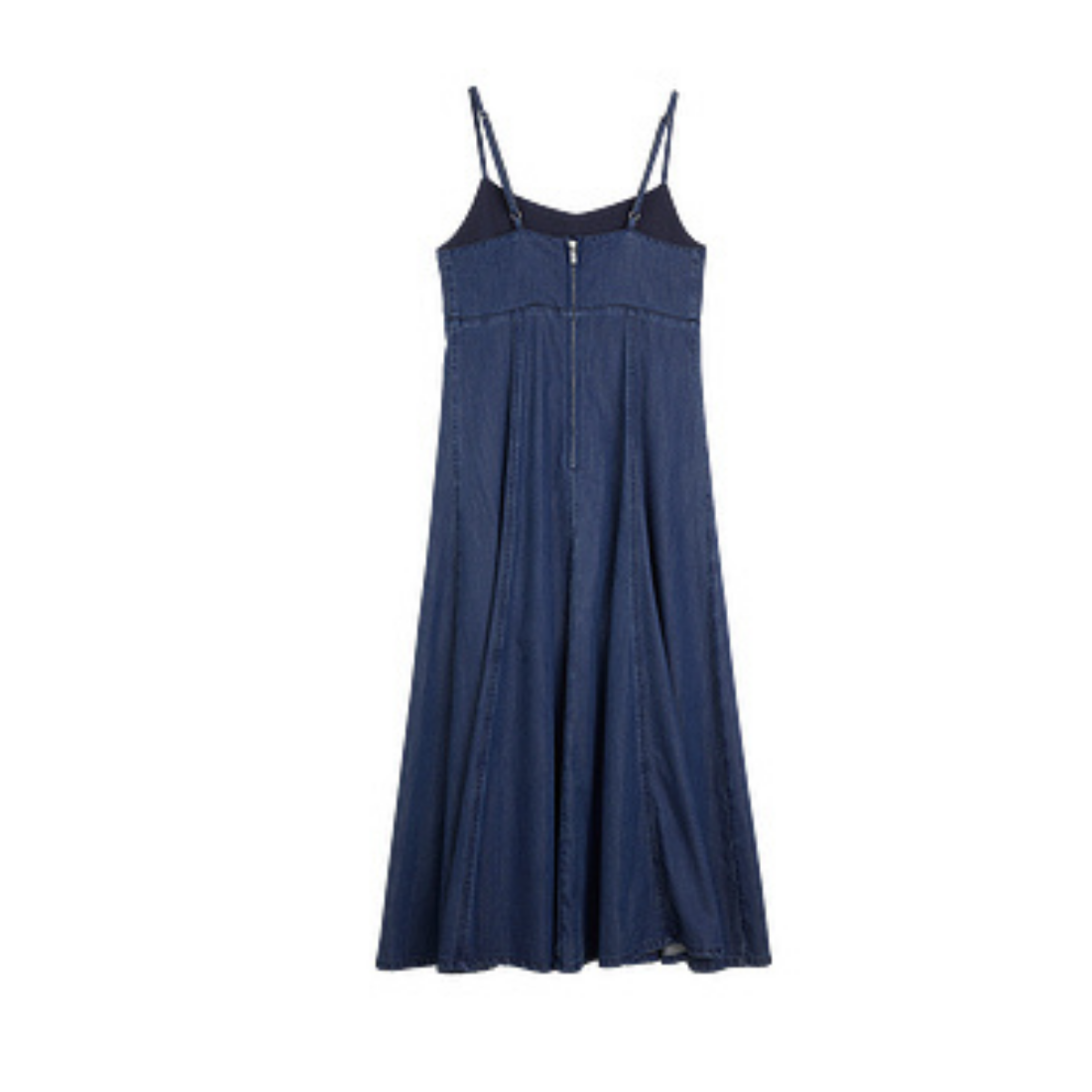 Embroidered Bodice A-Line Denim Midi Sundress