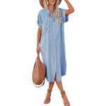 Oversized Denim Midi Shirtdress