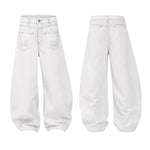 Vintage Embroidered Lettering Relaxed Fit Jogger Pants