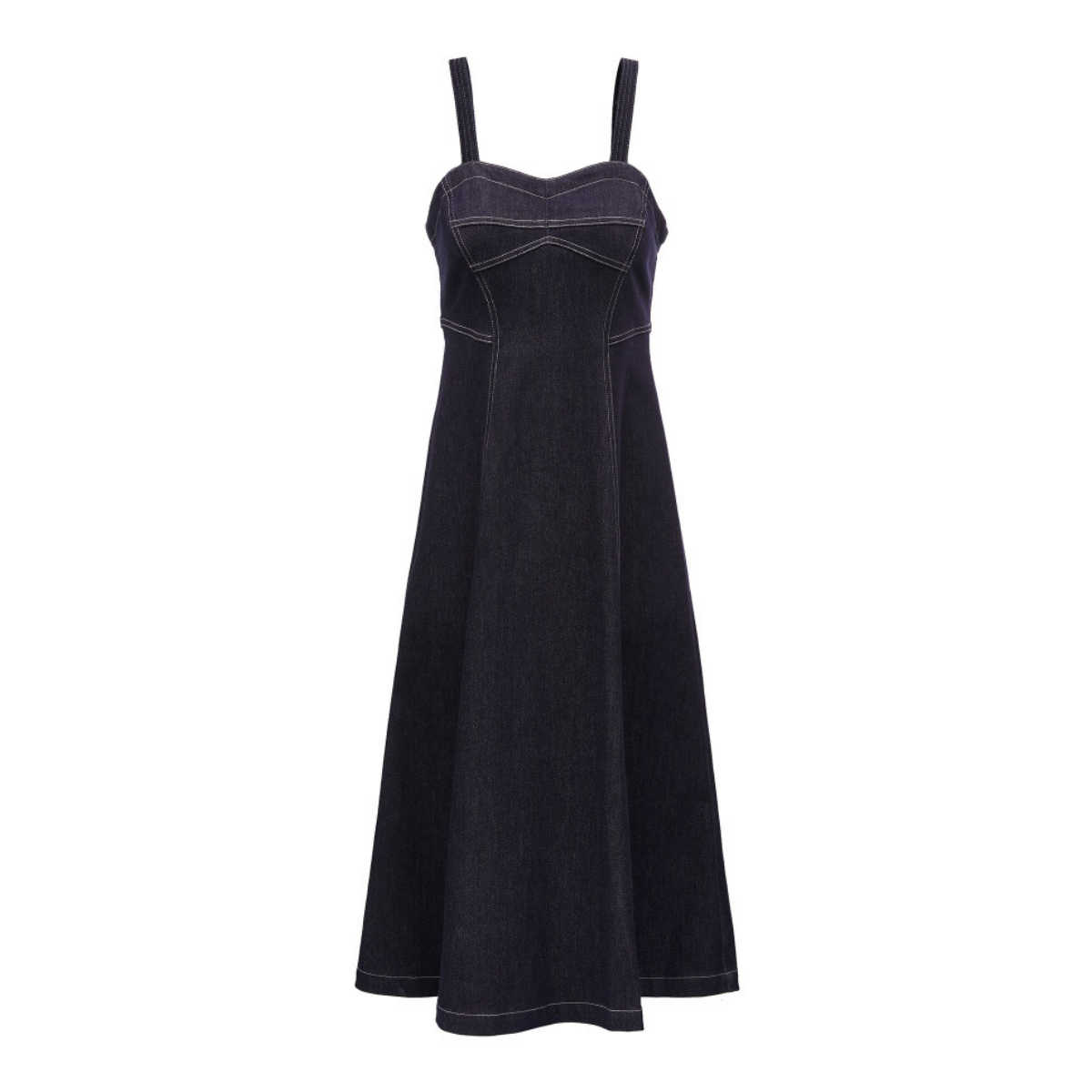 Women's Indigo Denim A-Line Midi Dress