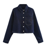 Button-Front Cropped Denim Shacket