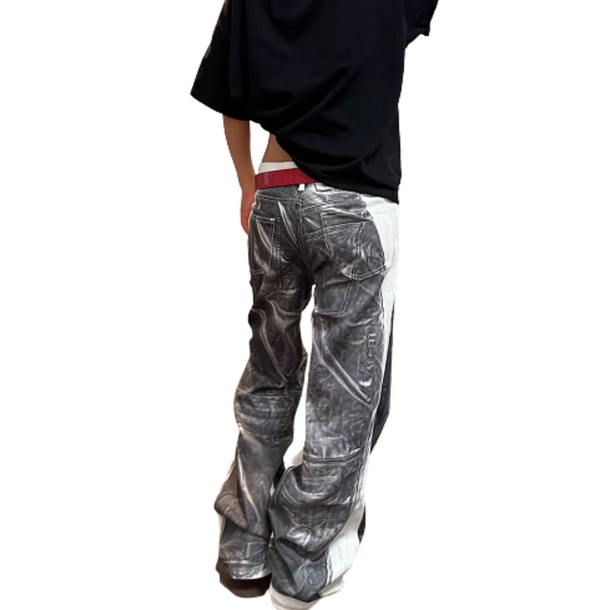Vintage Contrast Panel Straight Leg Jeans