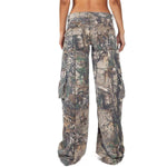 Camouflage Low-Rise Cargo Denim Pants