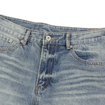Vintage Washed Distressed Wide Leg Straight Jeans