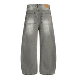 Men's Washed Vintage Curved Denim Loose Wide Leg Street Pants
