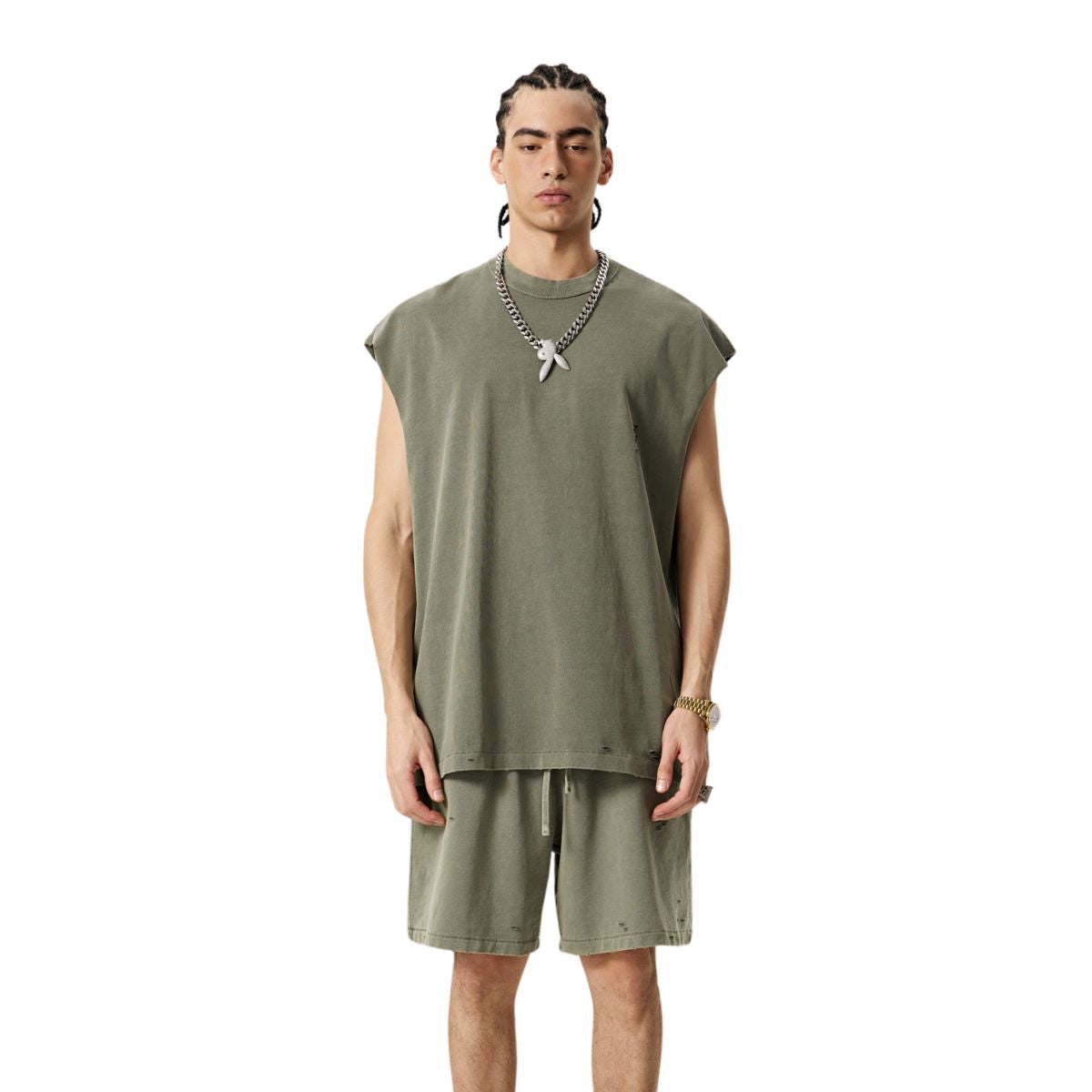 Camiseta sin mangas Raw Edge Destructive Muscle de 275 g/m²