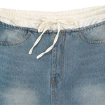 Double Waistband Washed Denim Mini Skirt