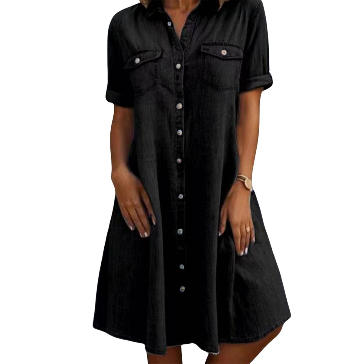 Women's Loose Fit Denim Shirt Dress
