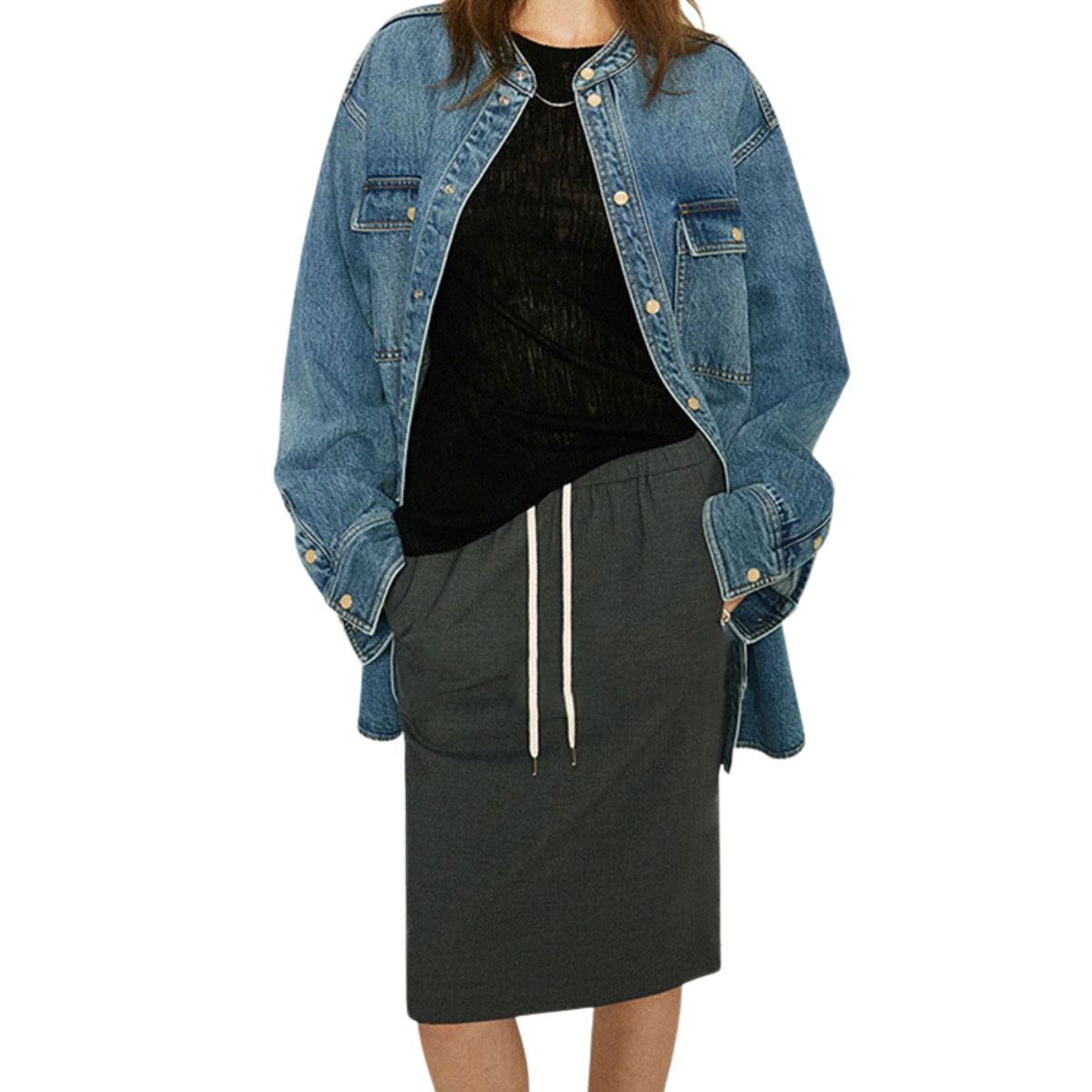 Oversized Washed Denim Shacket