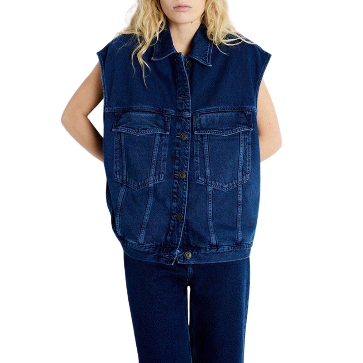 Women's Loose Fit Sleeveless Denim Jacket