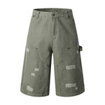 Vintage Washed Distressed Utility Bermuda Shorts