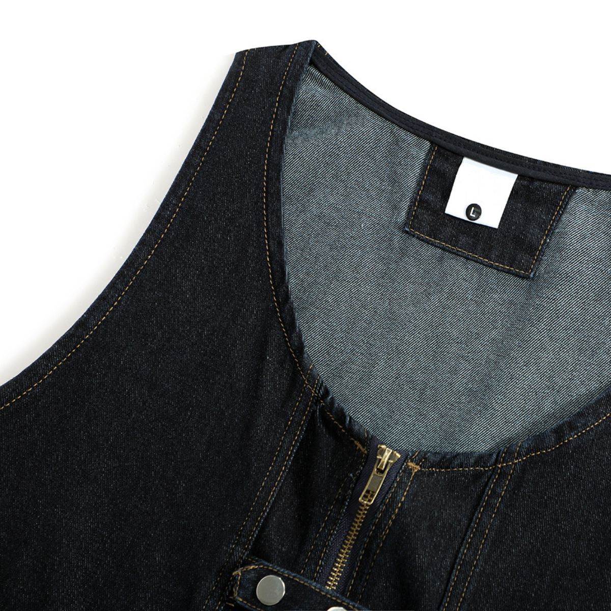 Unisex Black Zip-Up Denim Vest
