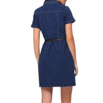 Button-Front Belted Denim Mini Shirtdress