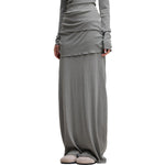 High Waist Ruched Knit Maxi Skirt