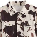 Cow Printed Relaxed Denim Jacket