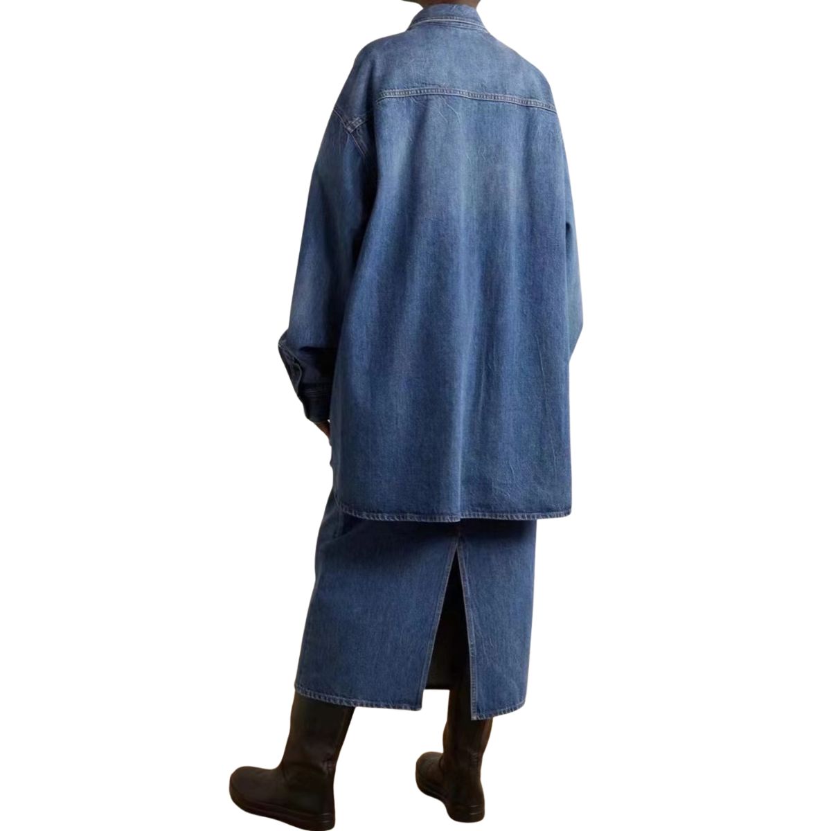 Oversized Ombr¨¦ Washed Denim Jacket