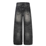 Vintage Washed Wide Leg Lightning Whisker Jeans