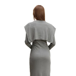 Front Tie Ribbed Knit Shoulder Wrap
