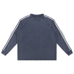 Contrast-Strap Sleeves Cotton Sweatshirt