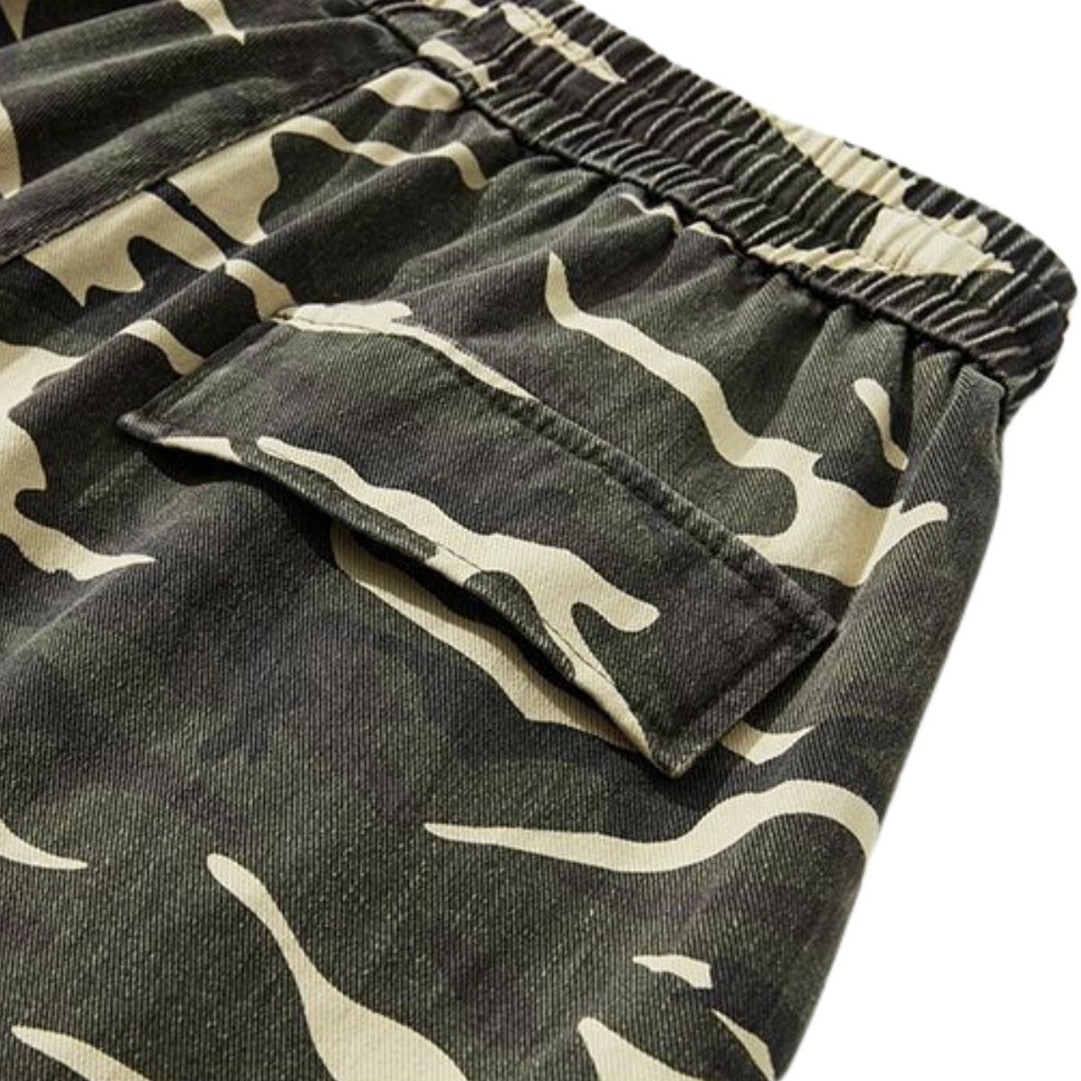 Cargo Camouflage Wide-Leg Cropped Pants