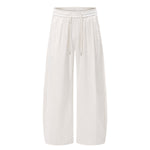 Solid Tint Linen-Blend Barrel Pants