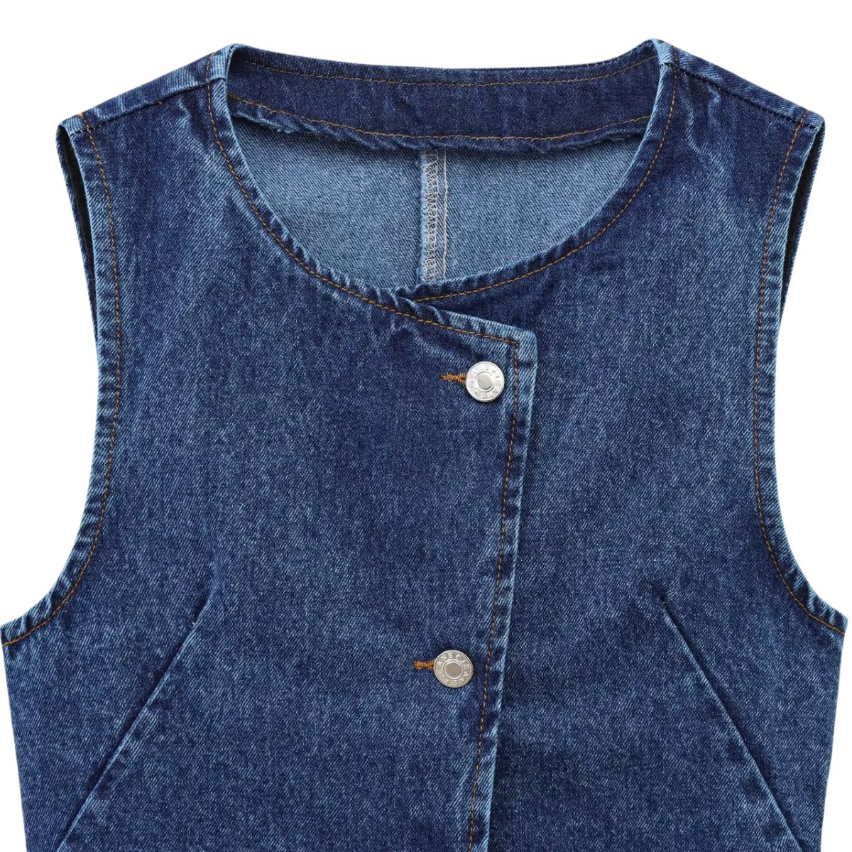Women's Round Neck Denim Sleeveless Vest