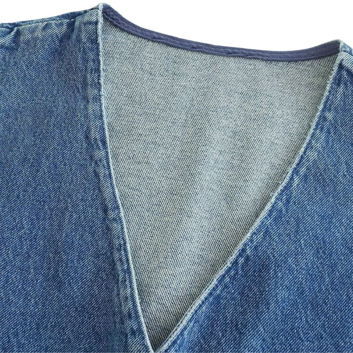 Classic Blue Button-Front Denim Vest
