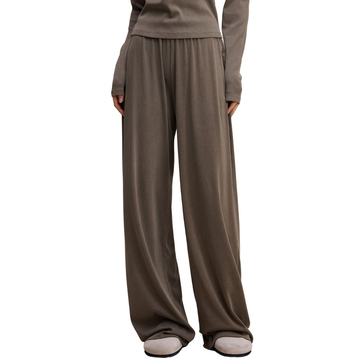 Women's Relaxed Straight Leg Ribbed Trousers