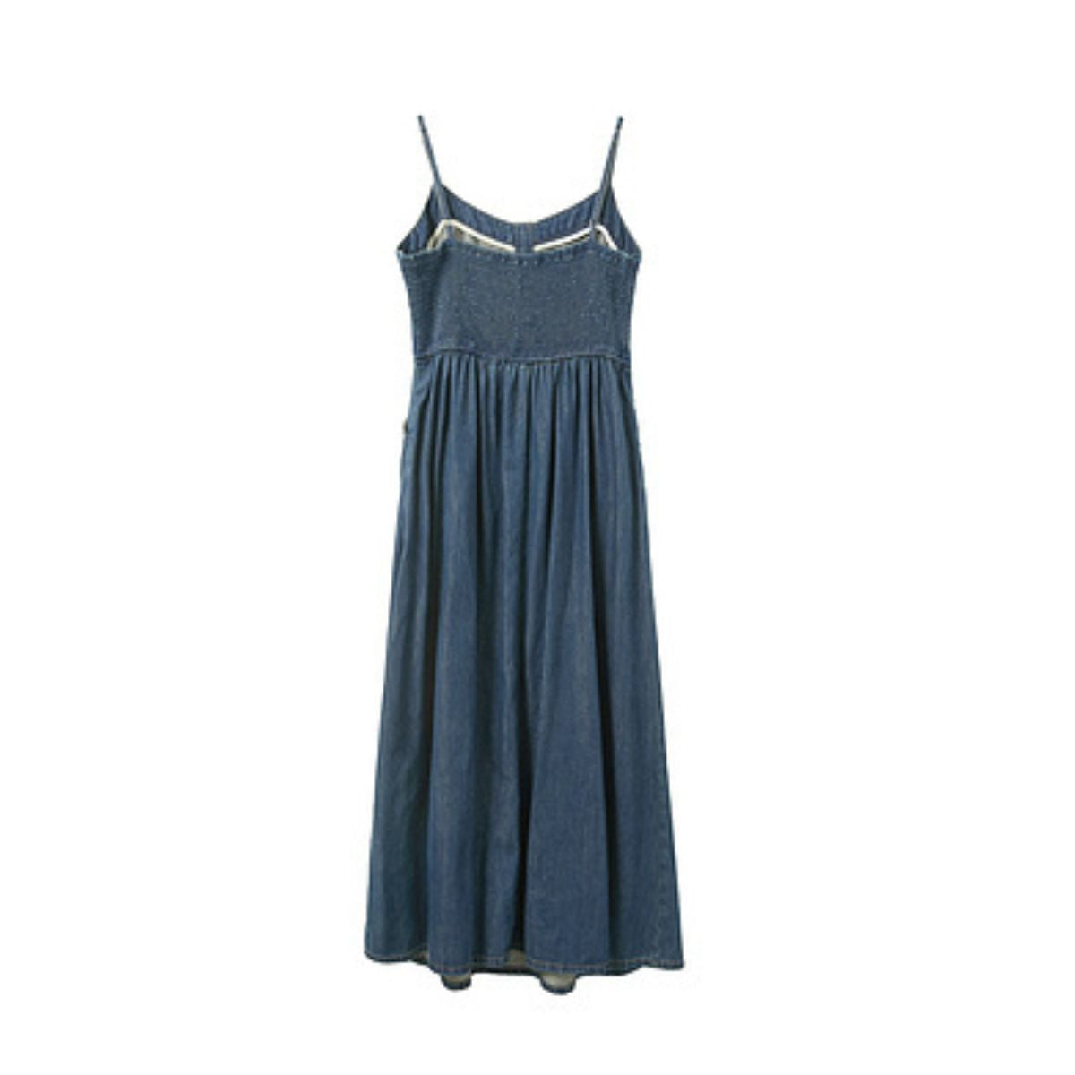 Relaxed Spaghetti Strap Denim Midi Dress