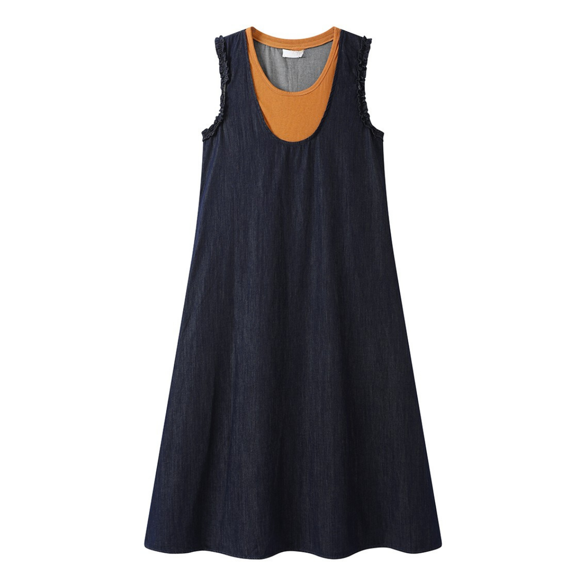 Mock Two-Piece Sleeveless A-Line Dress