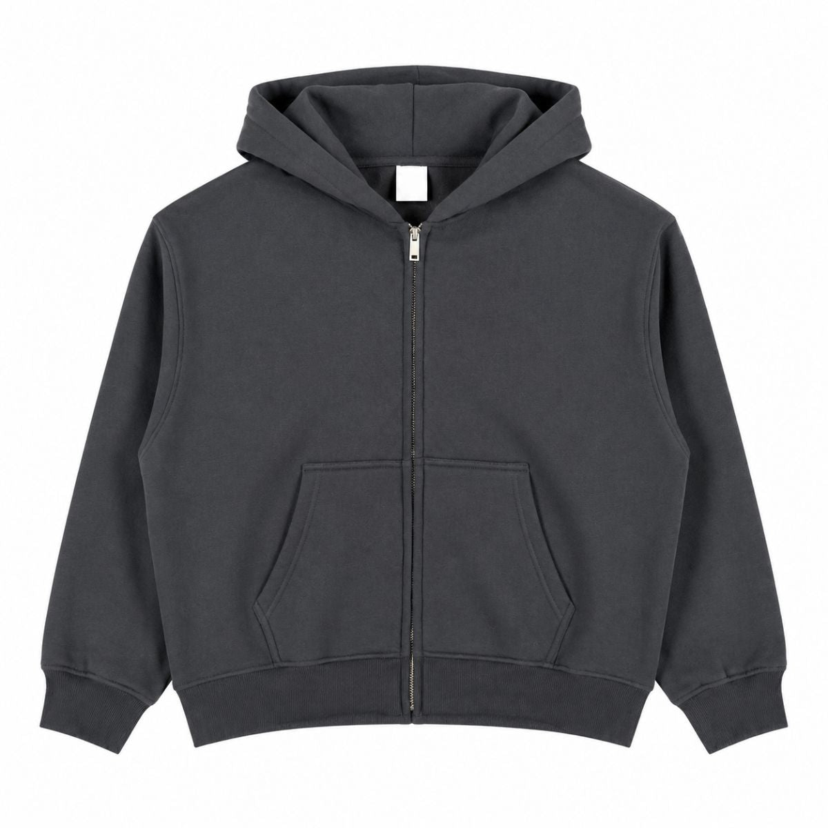Boxy Cropped 340G Thermal Fleece Zip Hoodie