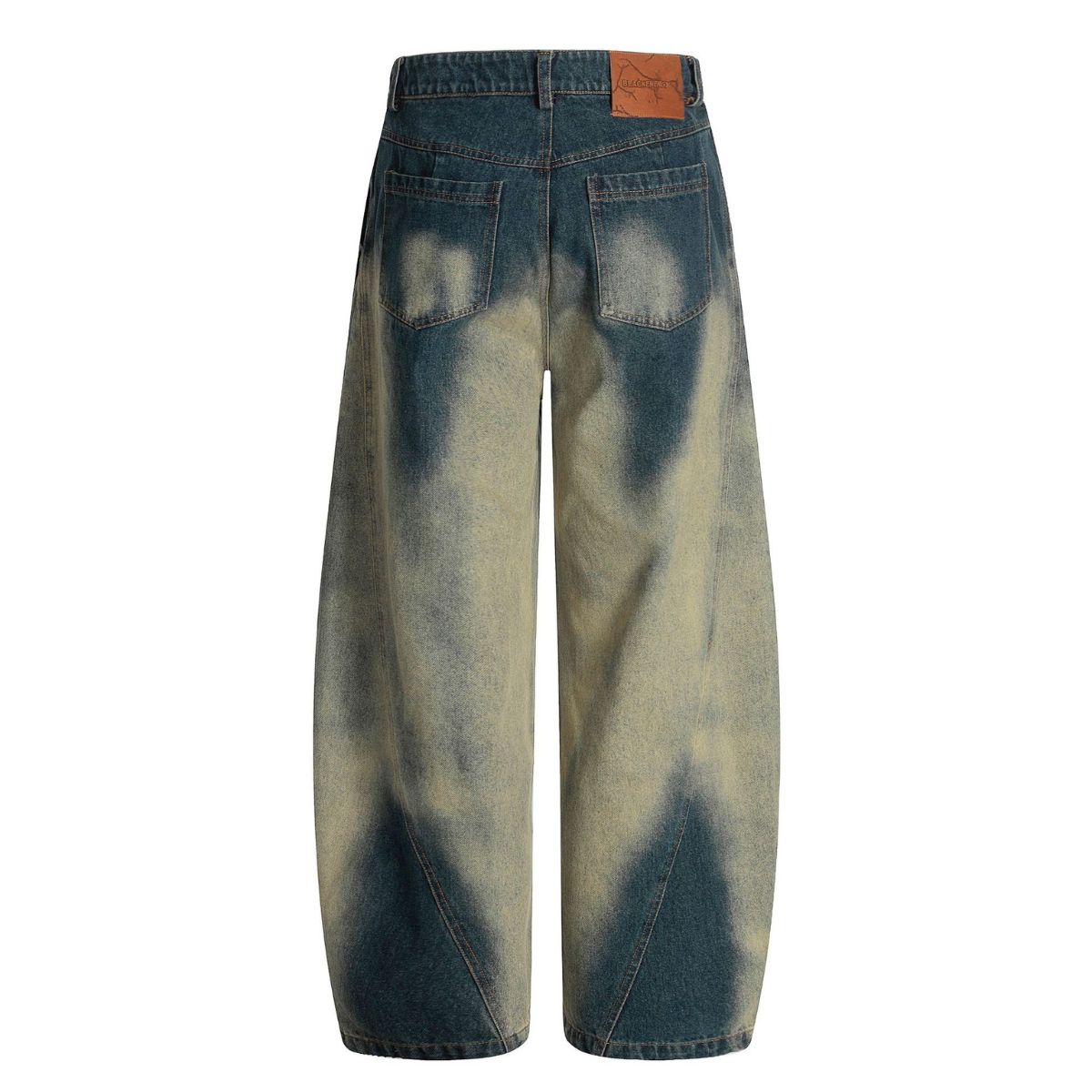 Smoke Rise Ombre Washed Faded Barrel Leg Jeans