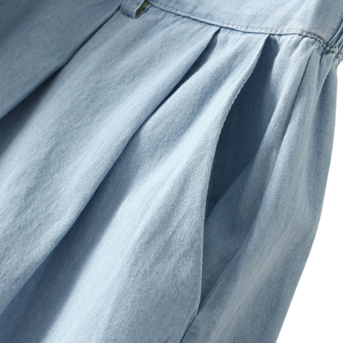 Lightweight Denim Midi Pleated Skirt