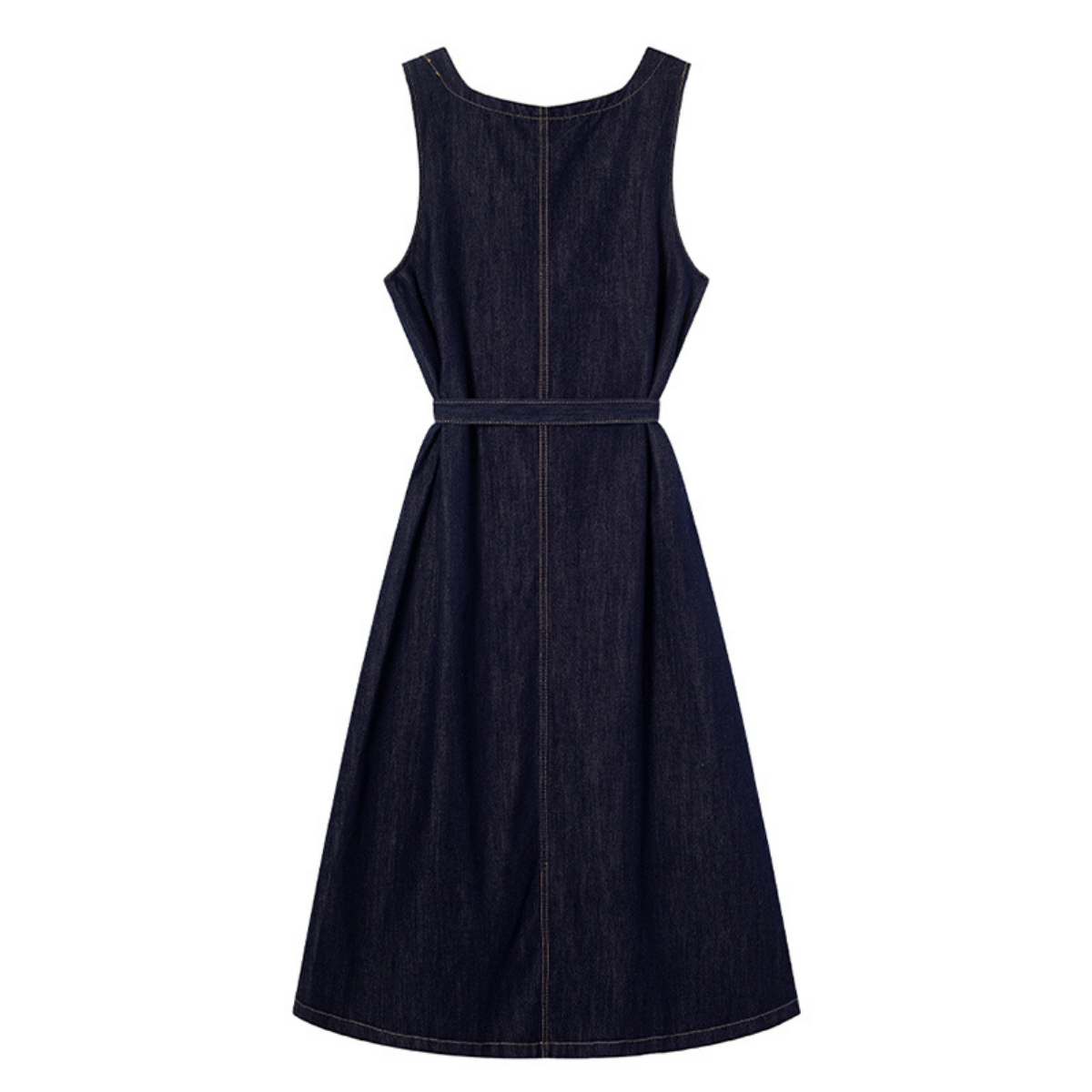 Sleeveless Button-Front A-Line Midi Dress